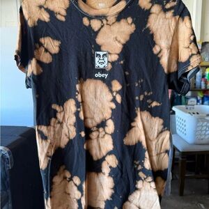 Obey Black and Tan Tie-Dye Tee